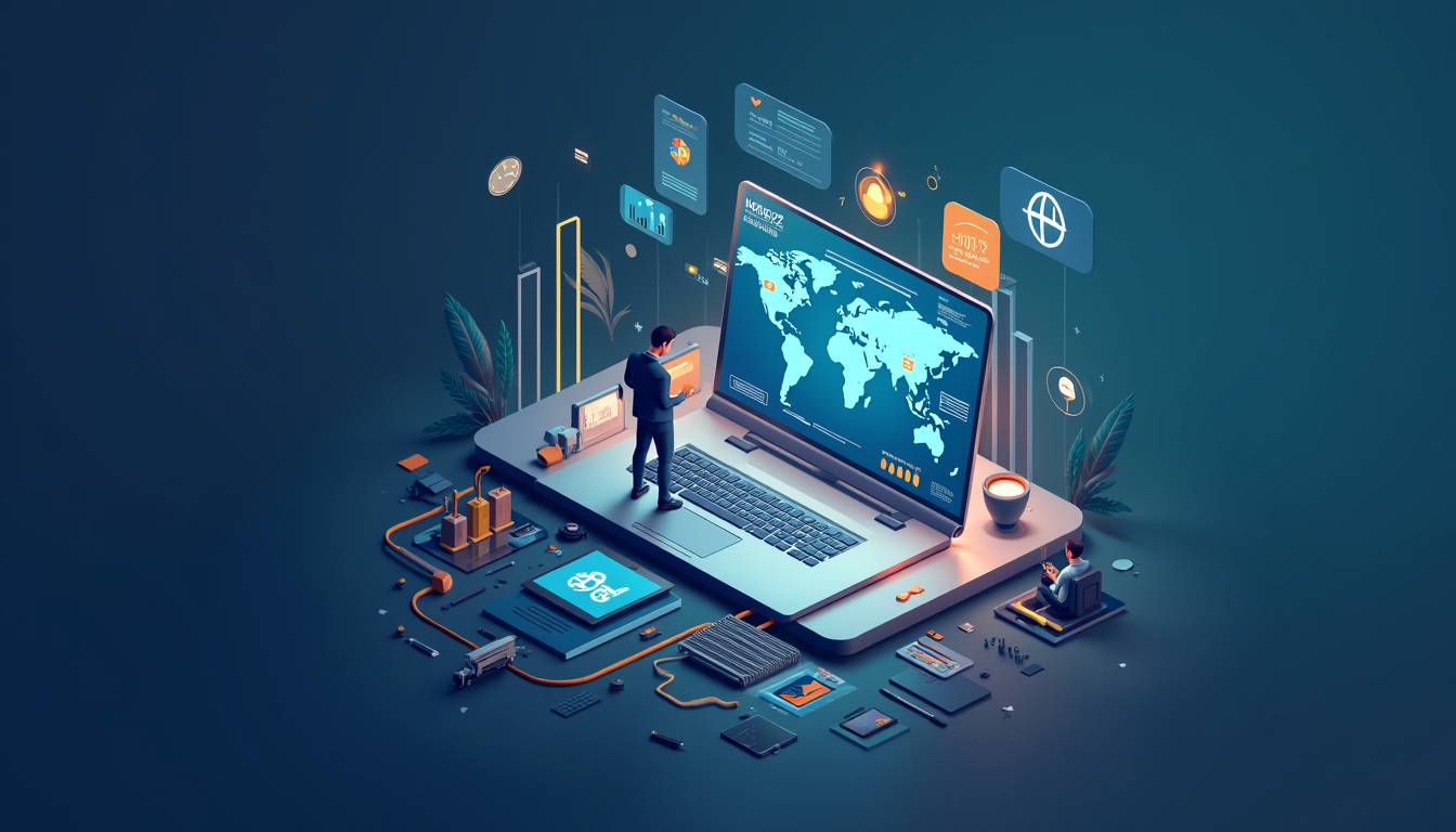 Un site modern pentru o firmă pe internet în 2026, cu elemente de design futurist și interfață intuitivă.